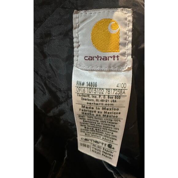 Vtg Carhartt Canvas Quilt Lined Double Knee Duck Overalls XXL USA Distressed - Picture 3 of 8